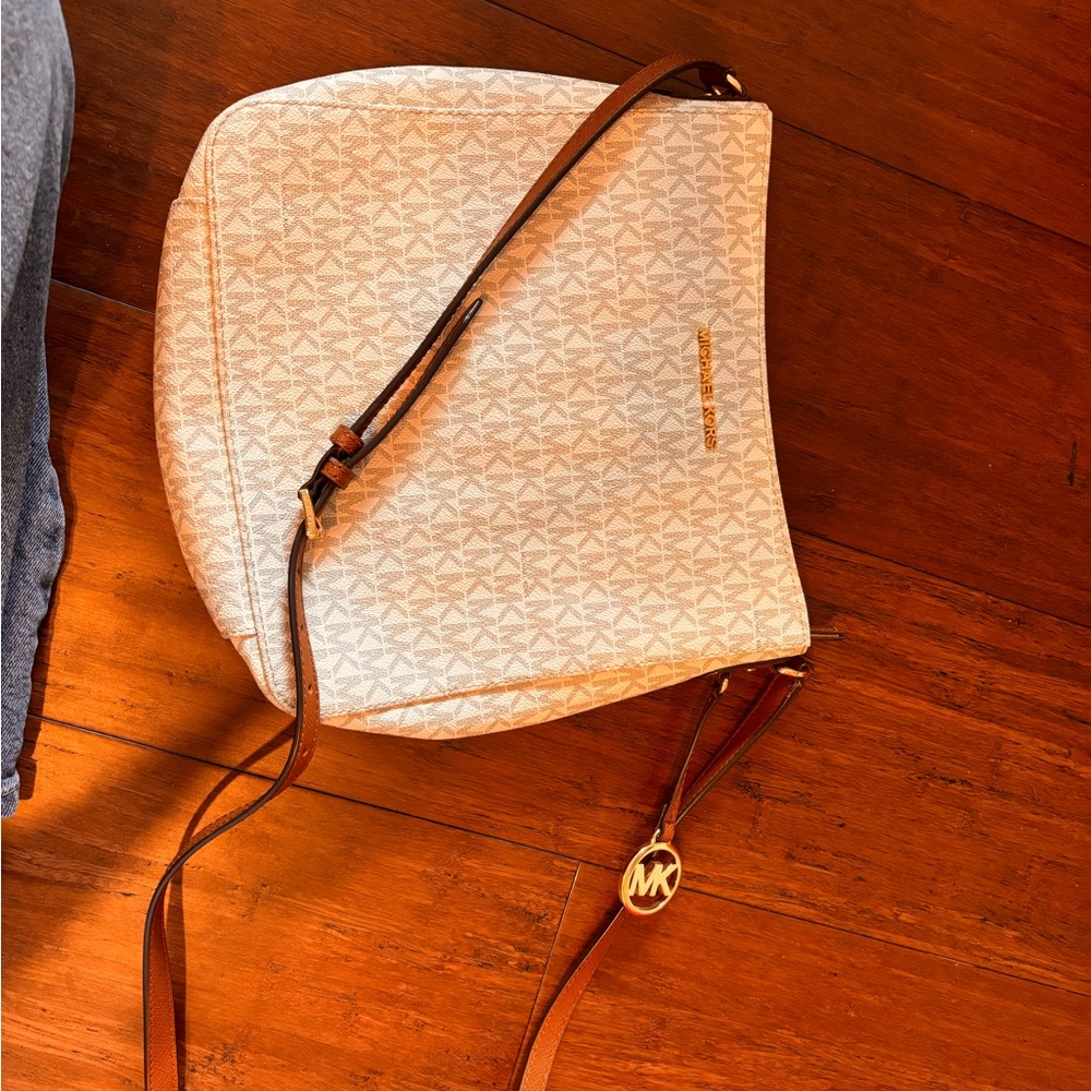Michael Kors Cream and Brown Crossbody Bag